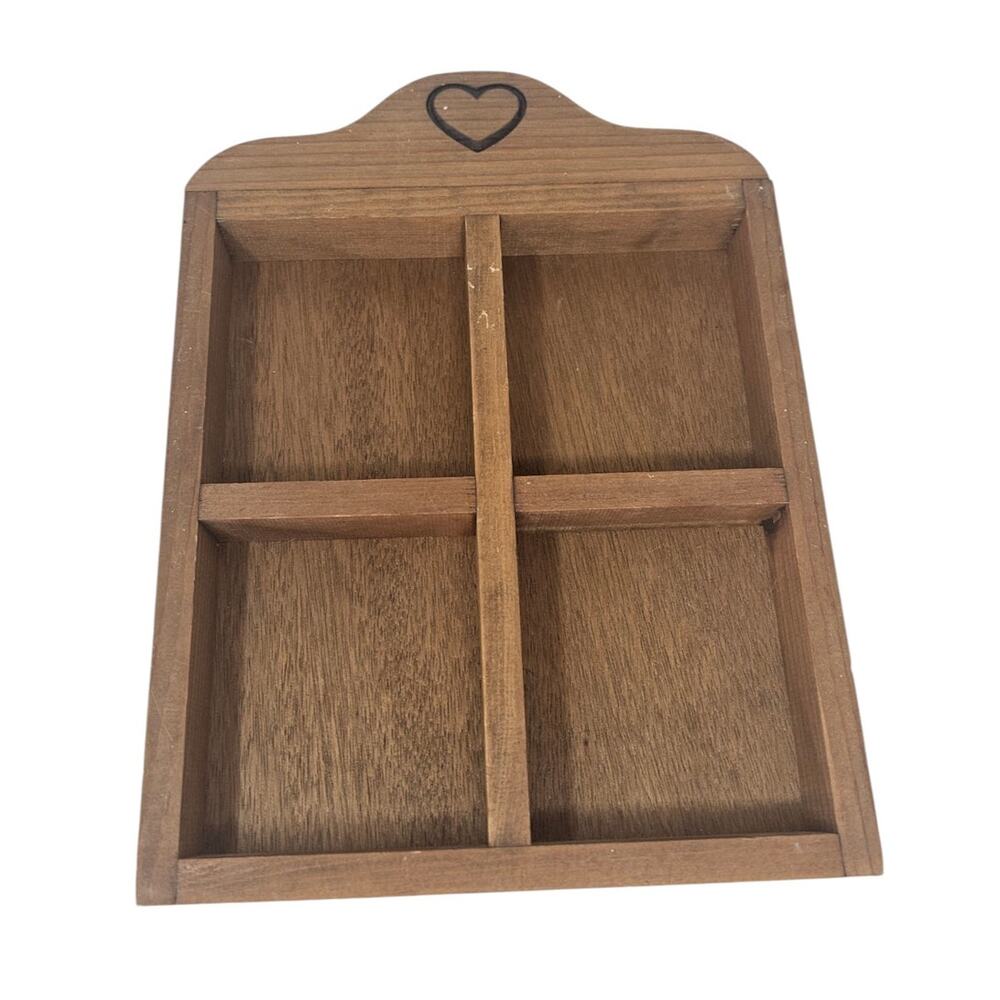 Vintage 80s Small Wooden Trinket Shelf Heart Rustic Cottage Farmhouse 13x10 in